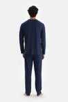 Lacivert Reglan Kol Detaylı Tişört Pantolon Pijama Takımı