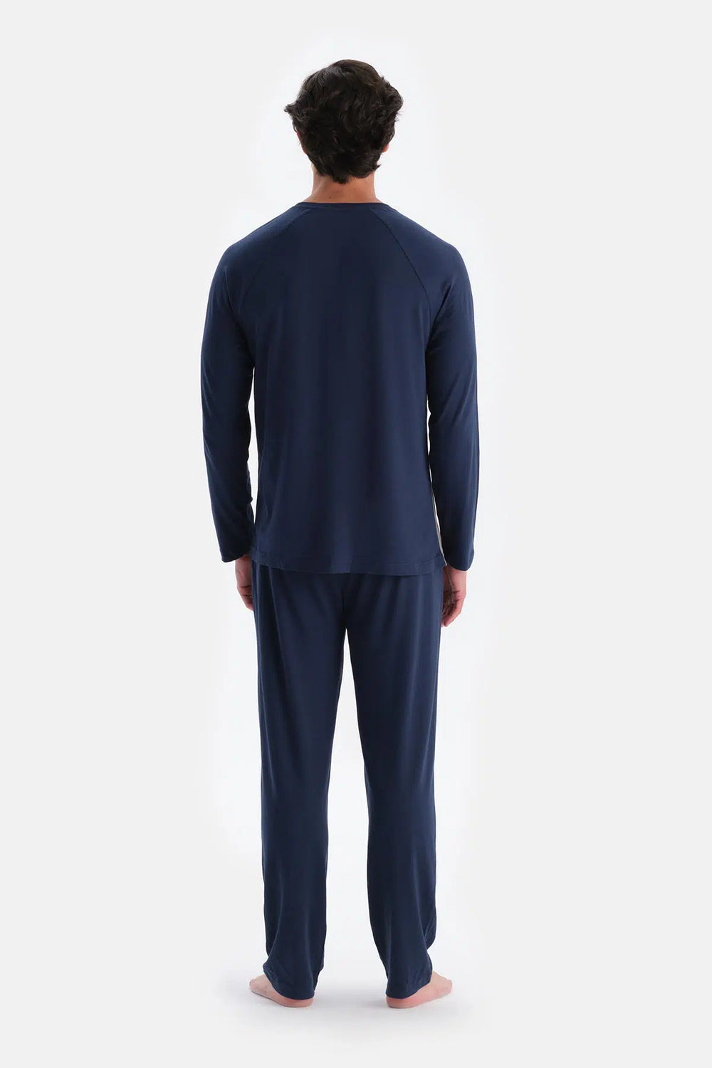 Lacivert Reglan Kol Detaylı Tişört Pantolon Pijama Takımı