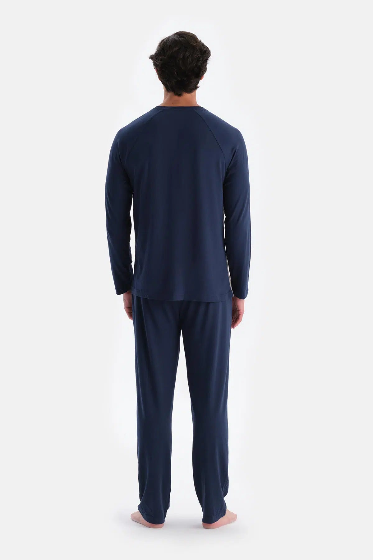 Lacivert Reglan Kol Detaylı Tişört Pantolon Pijama Takımı