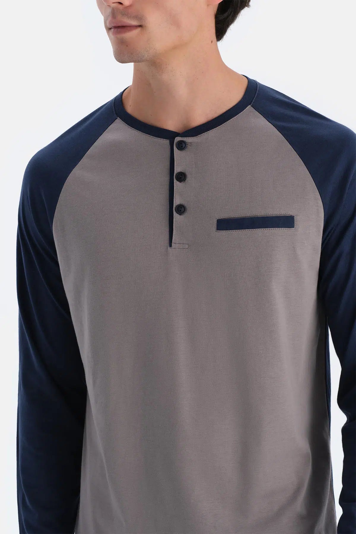 Lacivert Reglan Kol Detaylı Tişört Pantolon Pijama Takımı