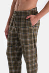 Lacivert Yarım Patlı Uzun Kollu Ekose Pantolonlu Pijama Takımı