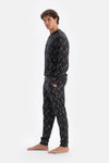 Antrasıt Metraj Desenli Ipek Apre Interlok Pijama Takımı