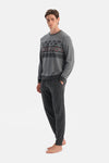 Antrasit Melanj Jakar Desenli Interlok Pijama Takımı