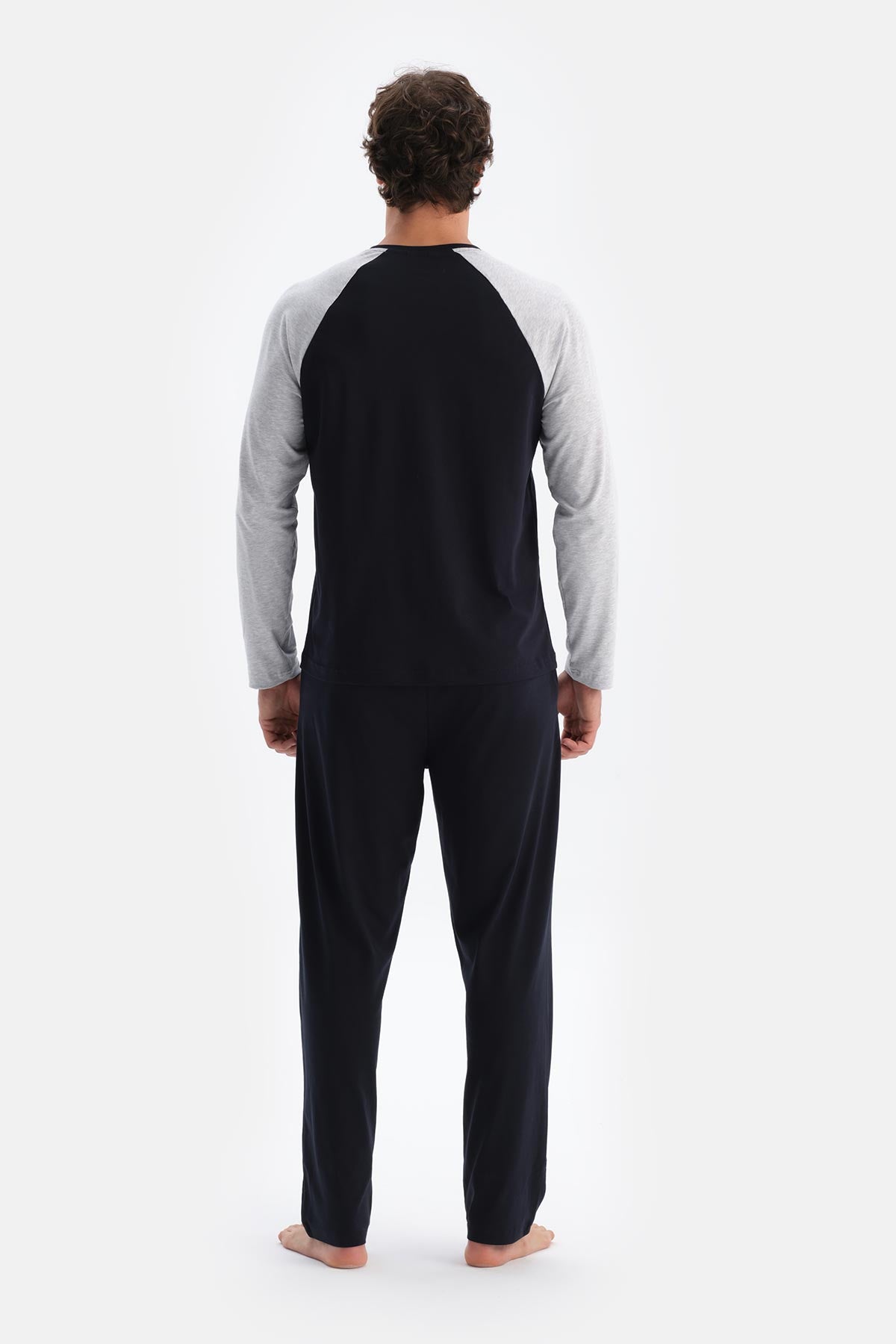 Gri Melanj Erkek Reglan Kol Pijama Takımı