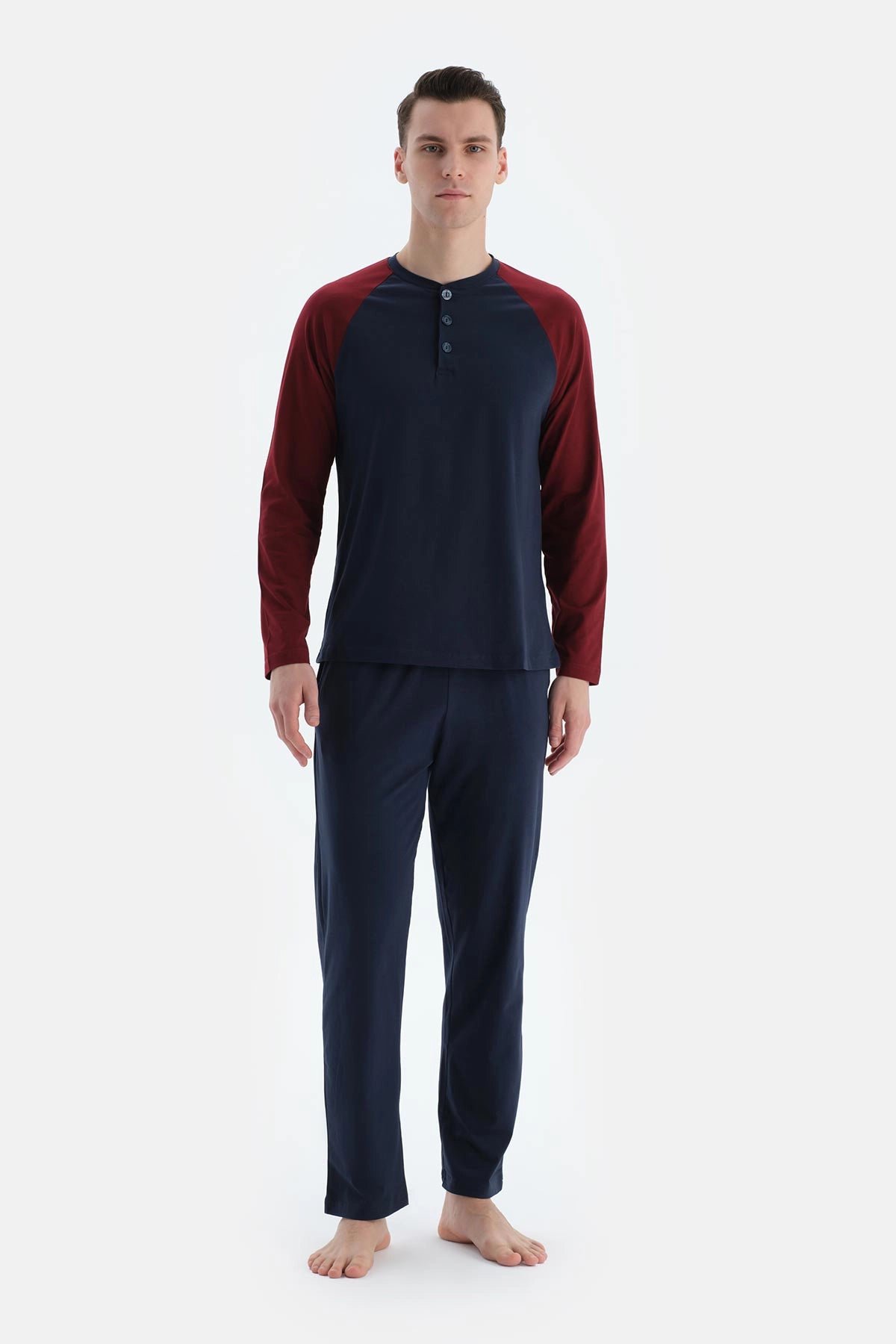 Lacivert Erkek Reglan Kol Pijama Takımı