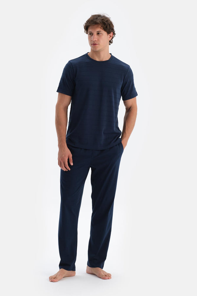 Lacivert Erkek O Yaka Pijama Takımı