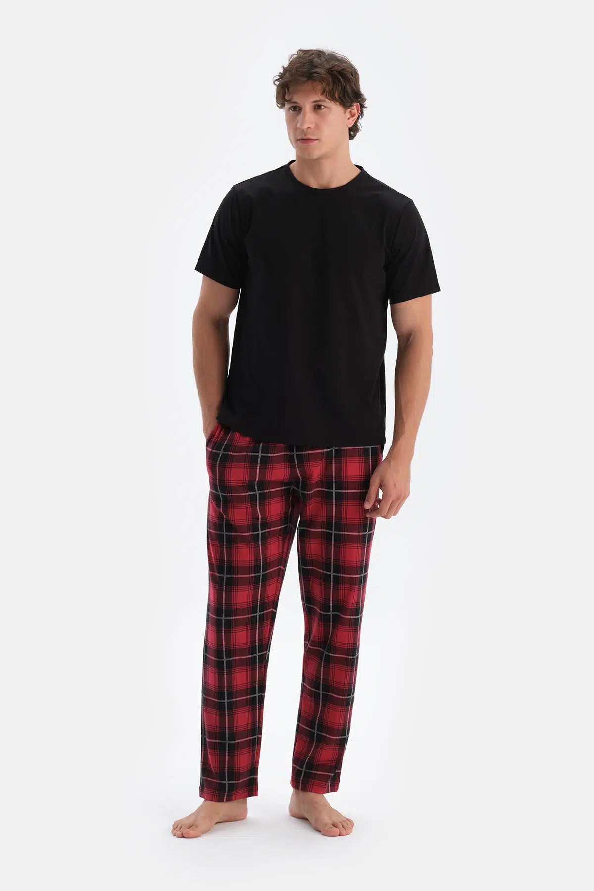 Siyah Erkek O Yaka Pijama Takımı