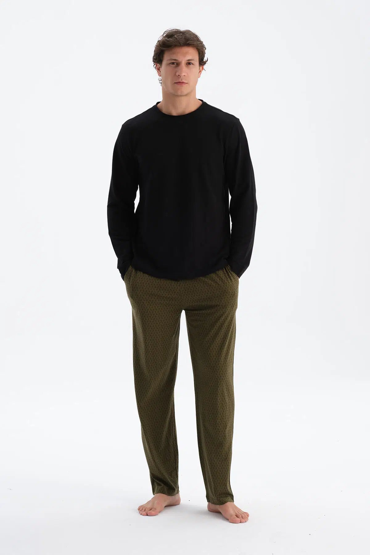 Haki Desenli Örme Pantolon