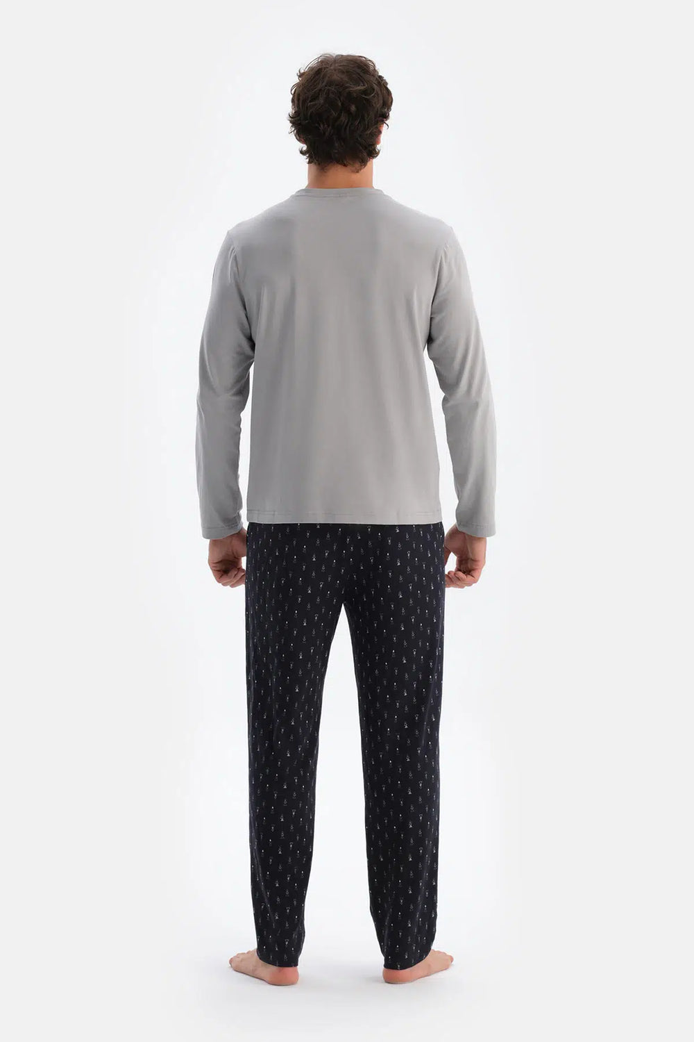 Lacivert Desenli Penye Modal Örme Pantolon