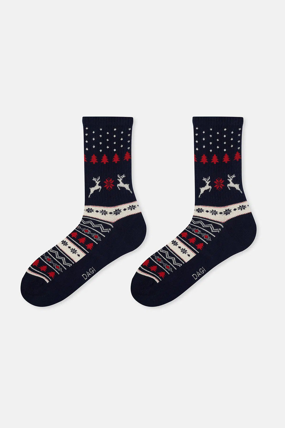 Kırmızı-Lacivert Erkek 2'li Yılbaşı Desenli Çorap