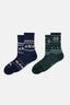Lacivert-Yeşil Erkek 2'li Yılbaşı Desenli Çorap