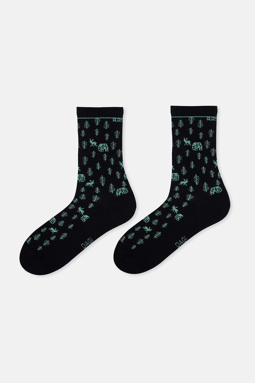 Siyah-Yeşil Erkek 2'li Yılbaşı Desenli Çorap