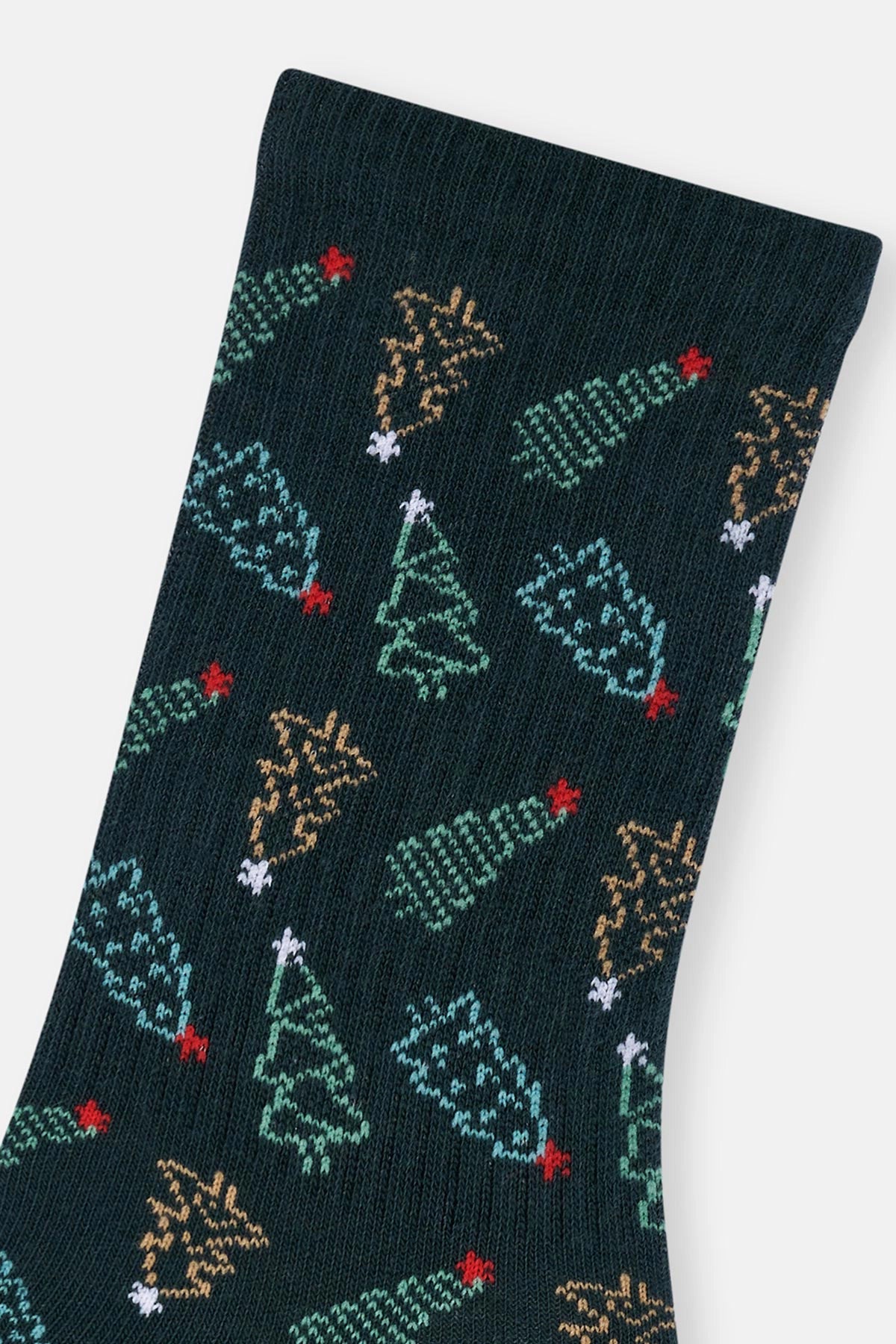 Siyah-Yeşil Erkek 2'li Yılbaşı Desenli Çorap