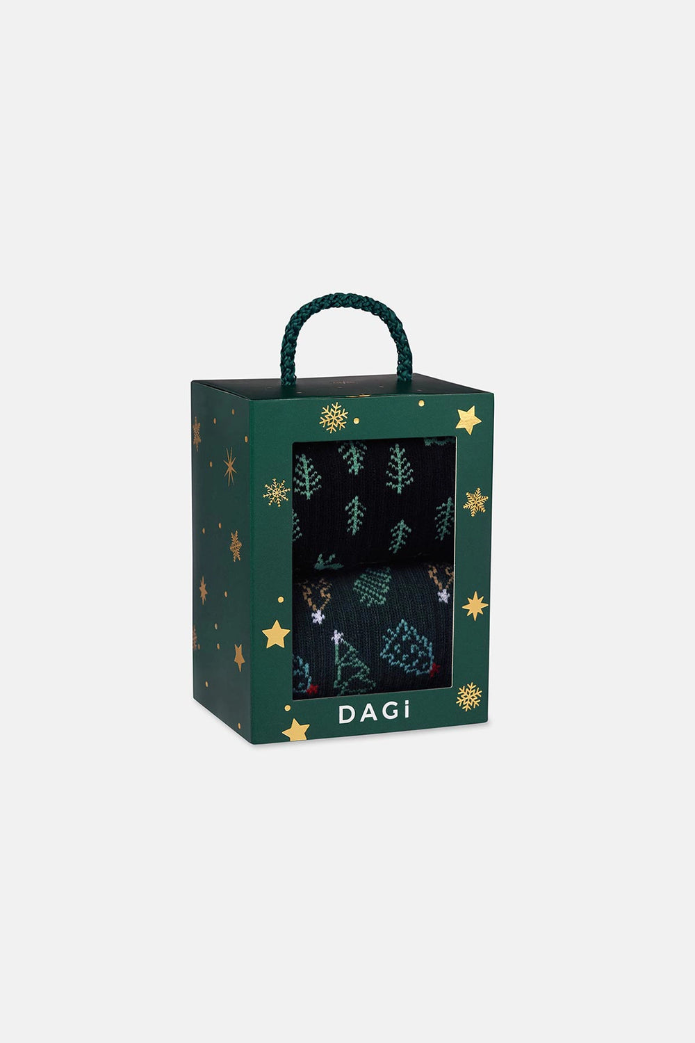 Siyah-Yeşil Erkek 2'li Yılbaşı Desenli Çorap