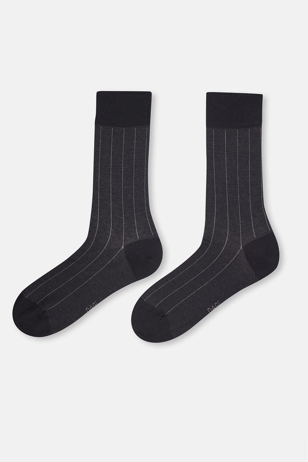 Siyah Erkek Merserize Çizgi Desen Pamuklu Çorap