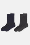 Antrasit-Lacivert Erkek 2'li Pirinç Dokulu Bambu Çorap