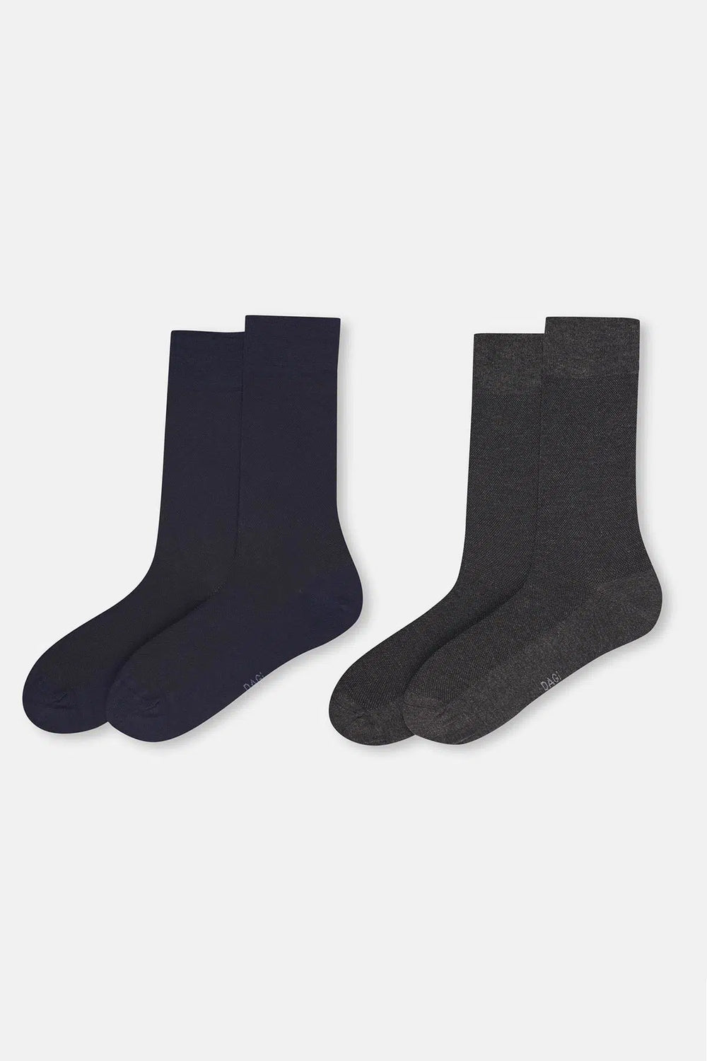 Antrasit-Lacivert Erkek 2'li Pirinç Dokulu Bambu Çorap