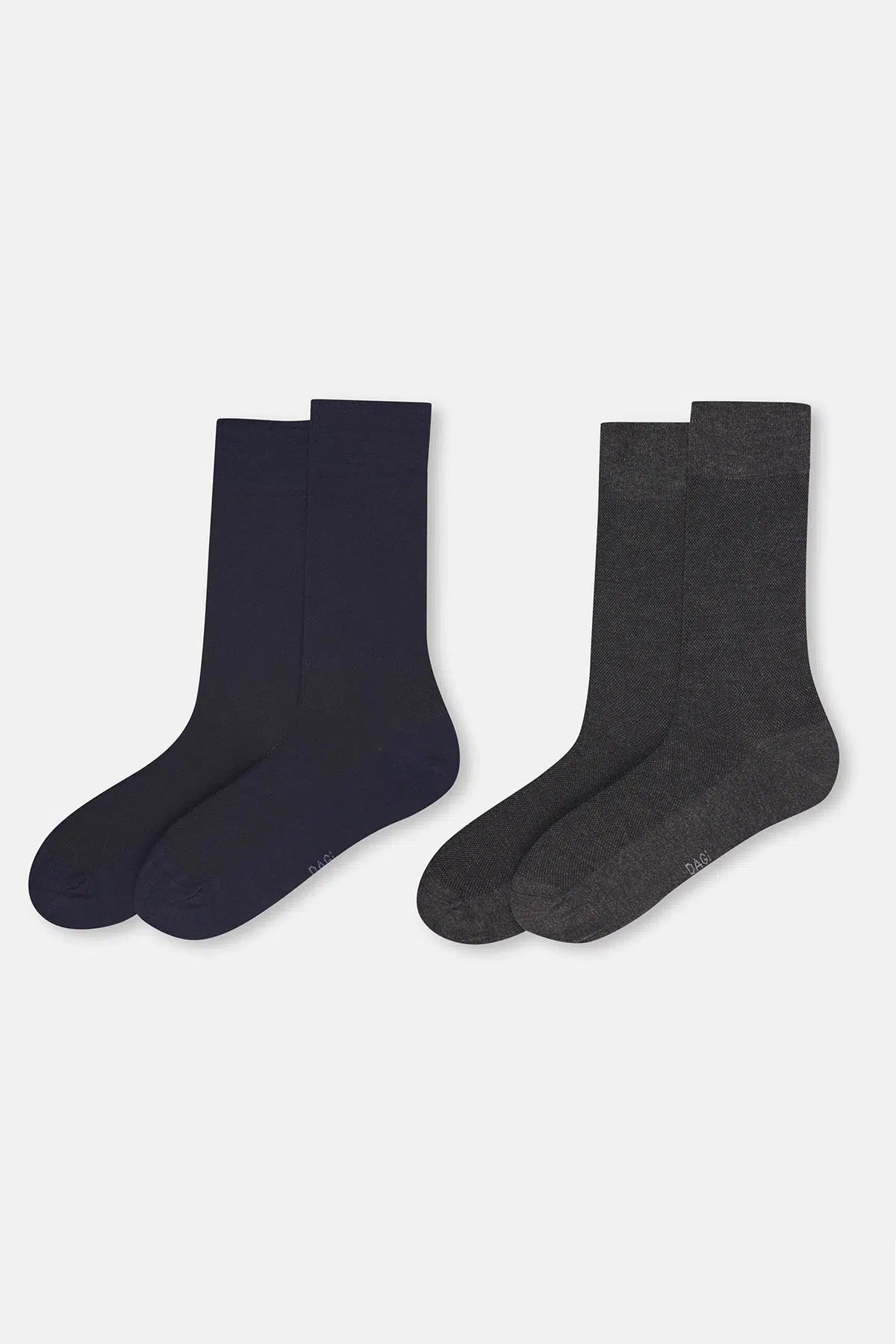 Antrasit-Lacivert Erkek 2'li Pirinç Dokulu Bambu Çorap