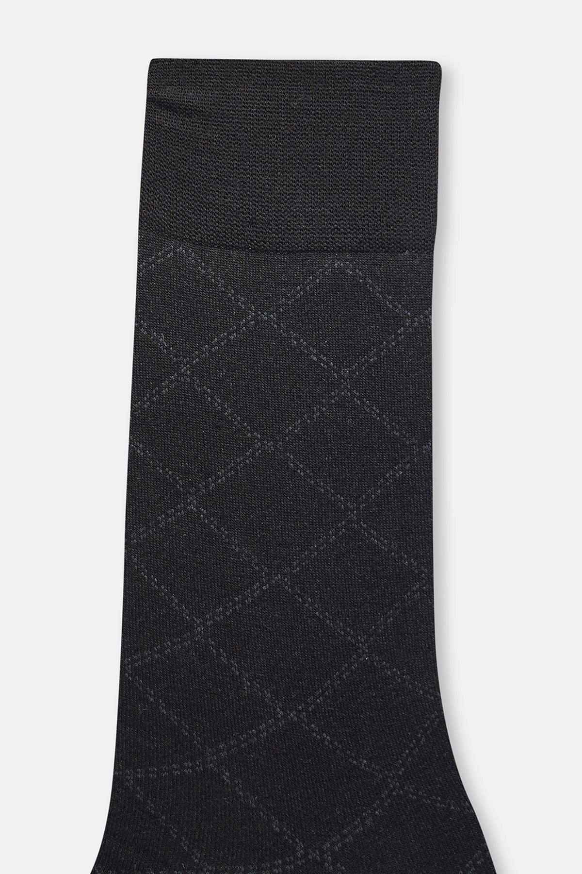 Siyah Erkek Baklava Desen Modal Çorap