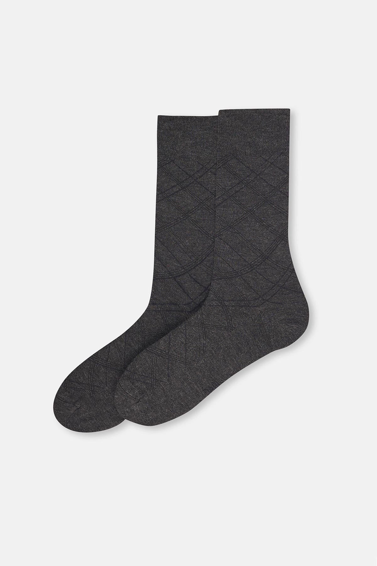 Antrasit Melanj Erkek Baklava Desen Viskoz Çorap