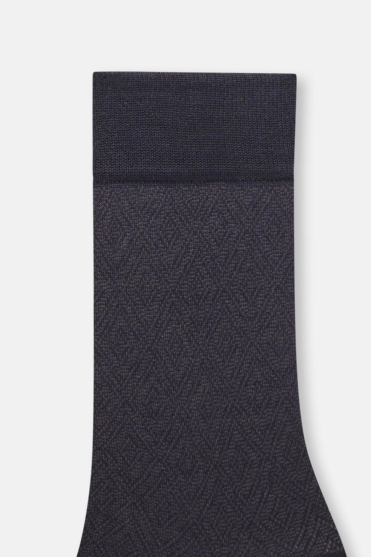 Lacivert Erkek Zıgzag Desen Bambu Çorap