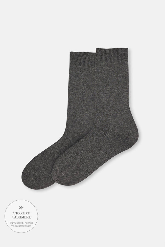 Antrasıt Erkek Basıc Kaşmir Karışımlı Çorap