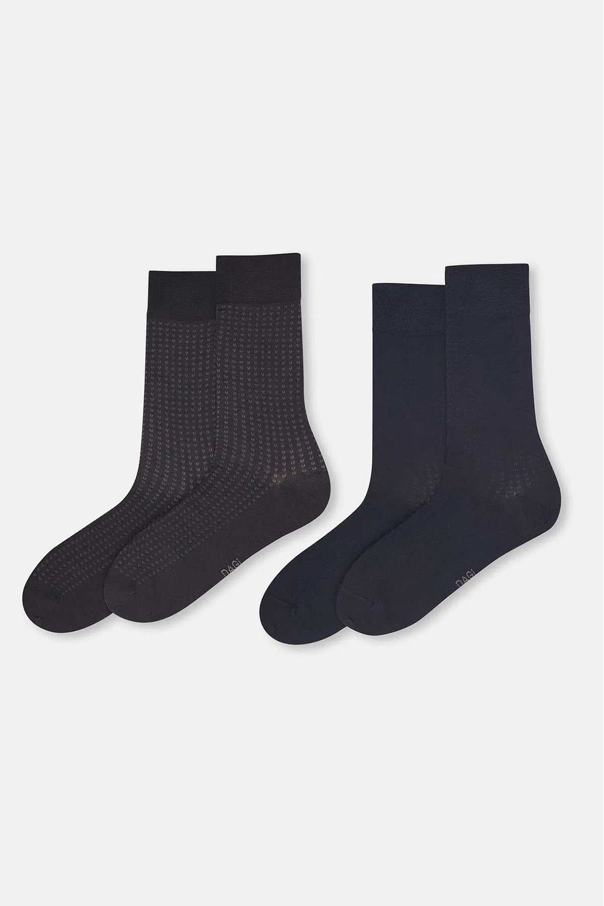 Antrasit-Lacivert Erkek 2'li Mını Desen Modal Çorap