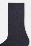 Antrasıt Erkek Yün Karışımlı Ince Rıb Çorap