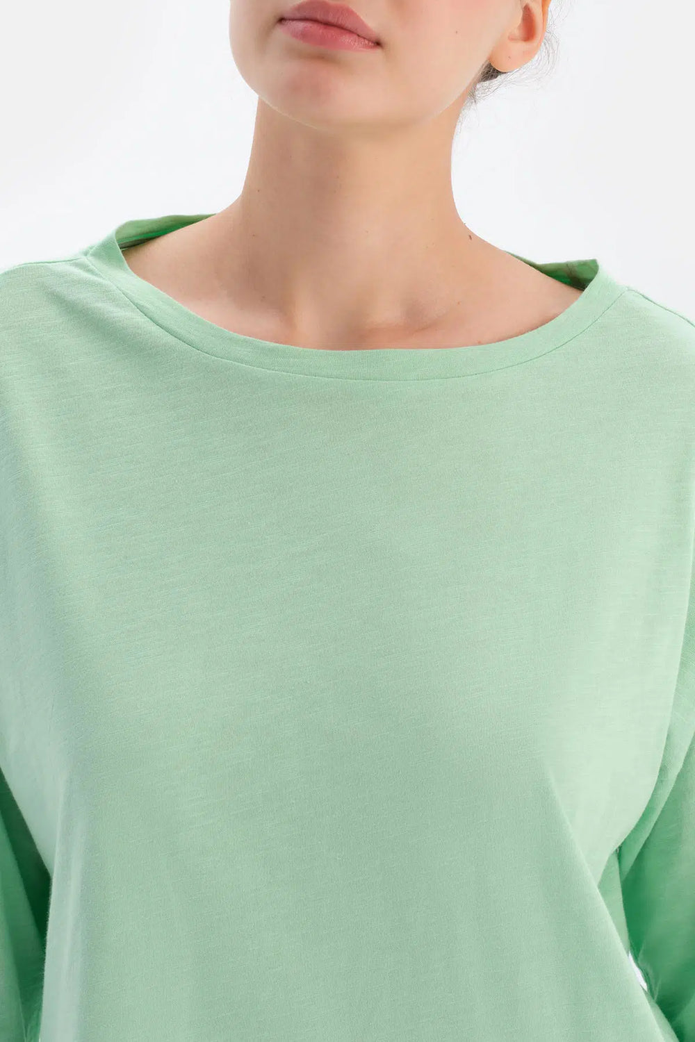 Yeşil Kadın Bisiklet Yaka Pijama Üstü