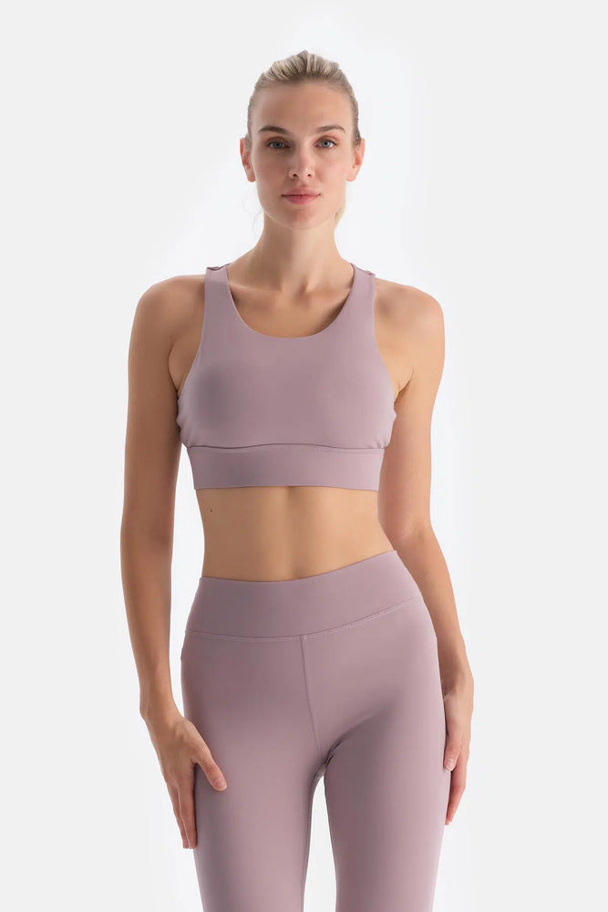 Gül Kurusu Kadın Sırt Tül Detaylı Sporcu Sütyeni