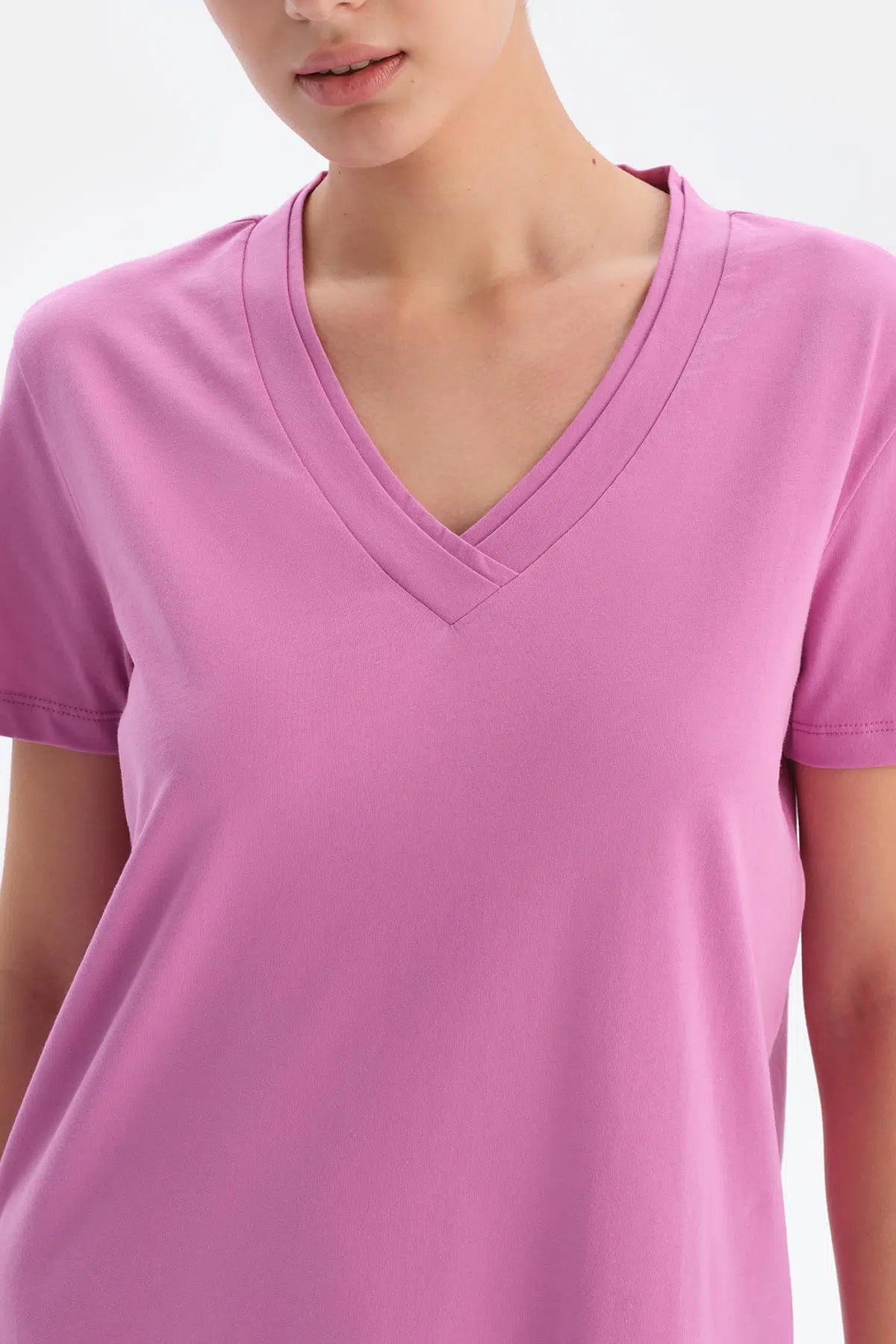 Fuşya Kadın V Yaka Pijama Takımı