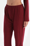Bordo Kadın Gömlek Pijama Takımı