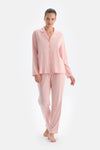 Pembe Kadın Gömlek Pijama Takımı