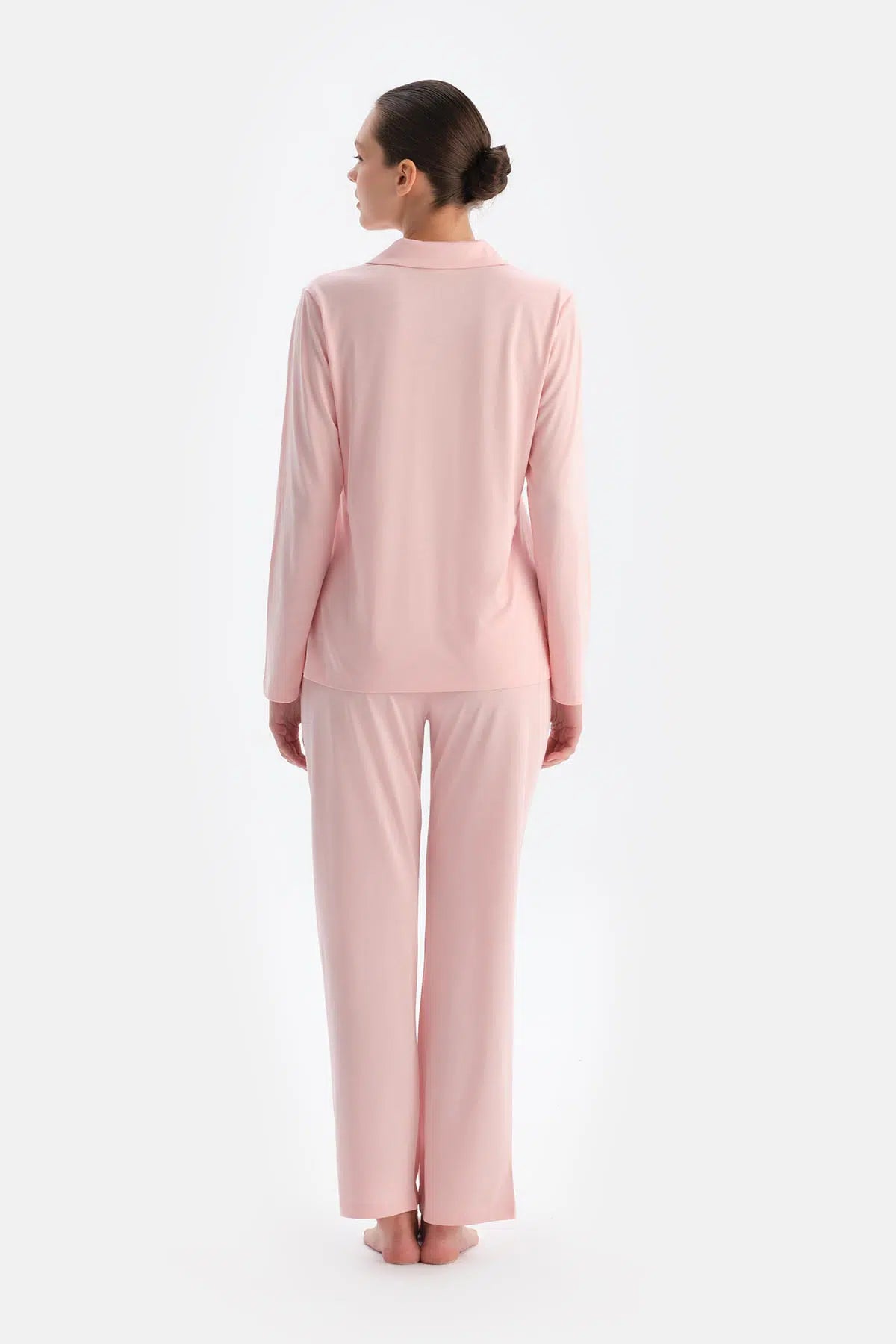 Pembe Kadın Gömlek Pijama Takımı