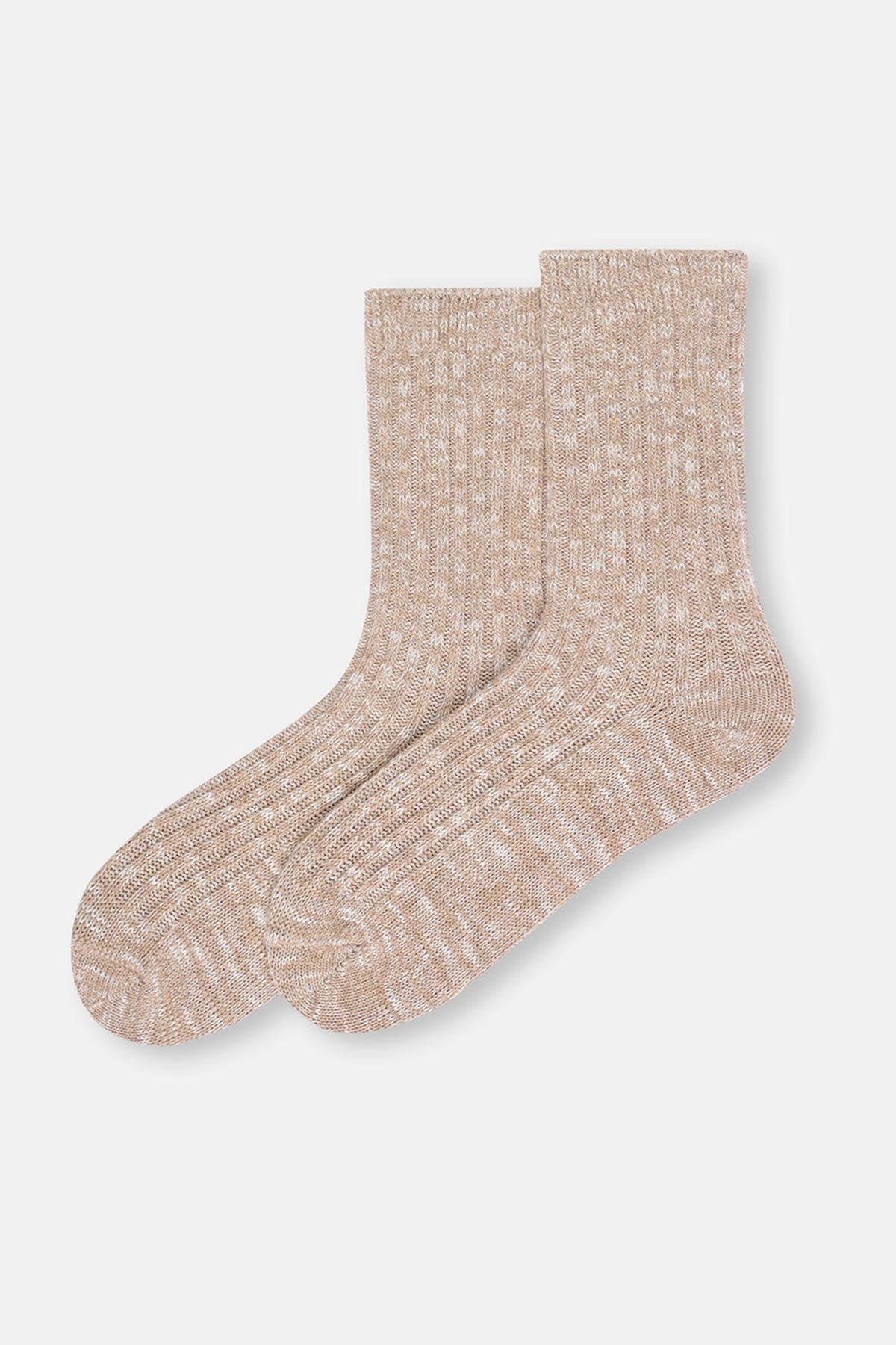 Bej Kadın Pamuklu Kışlık Çorap