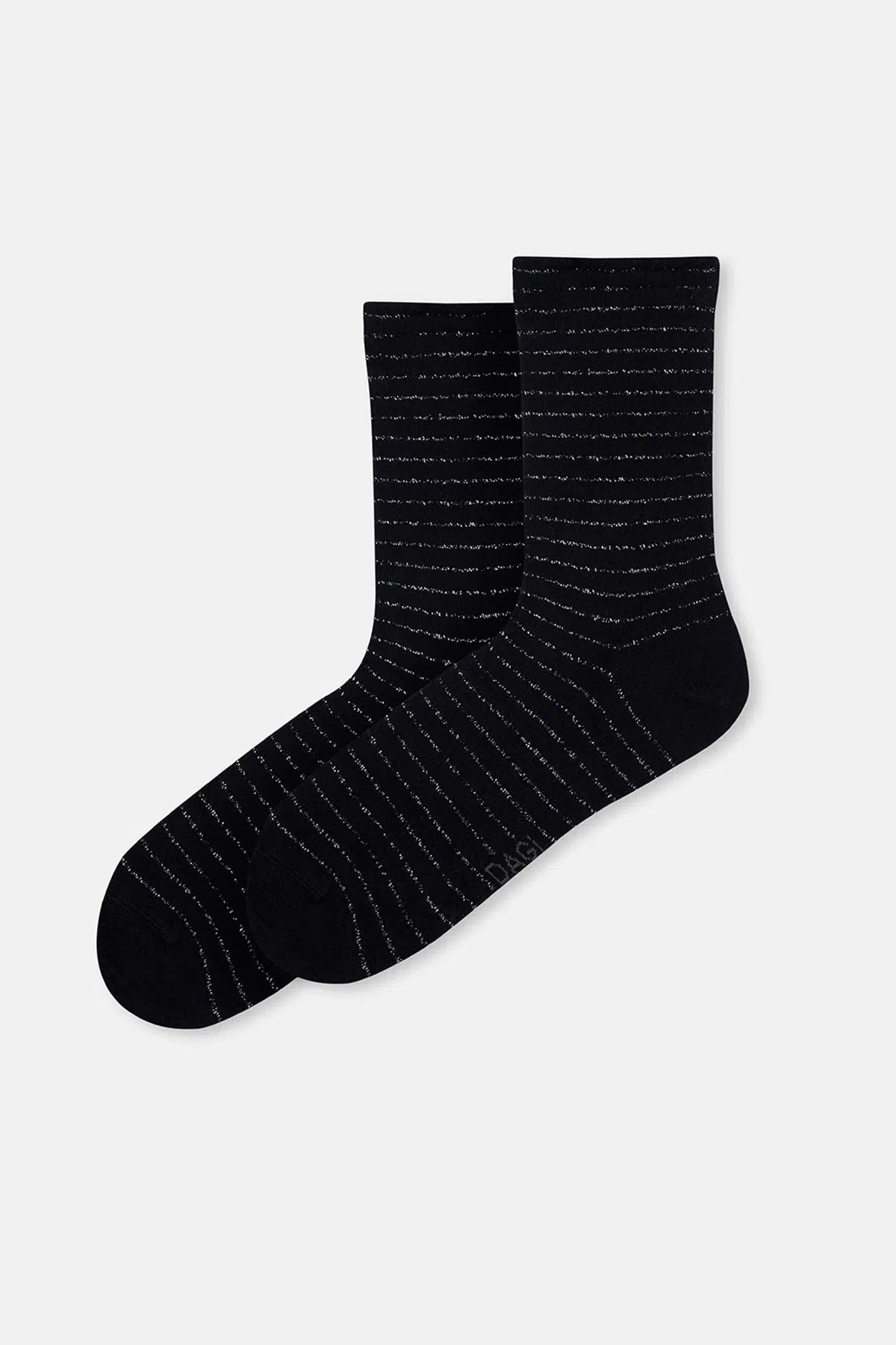 Bordo-Siyah Kadın 2'li Çizgi Desen Simli Çorap