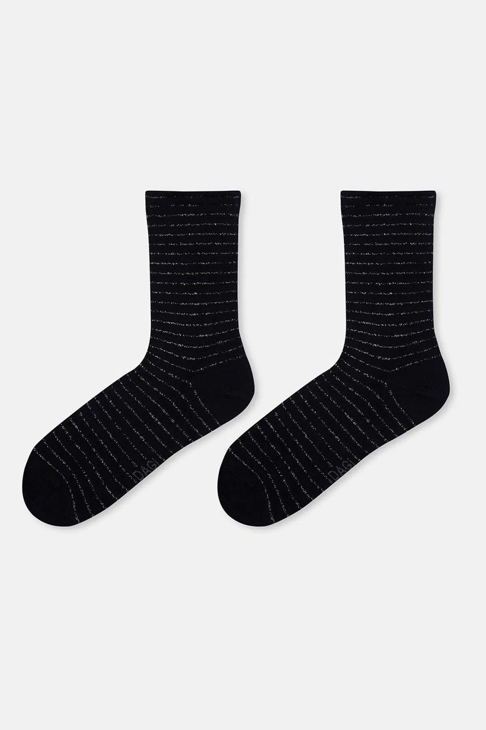 Bordo-Siyah Kadın 2'li Çizgi Desen Simli Çorap