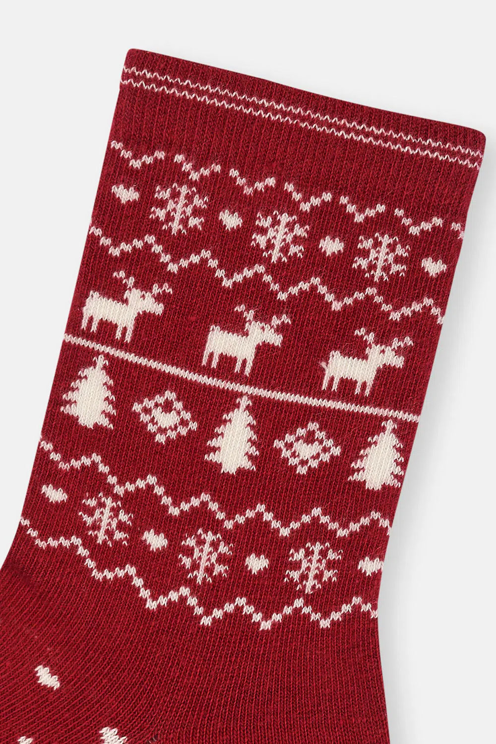 Bej-Kırmızı Kadın 2'li Yılbaşı Desenli Çorap