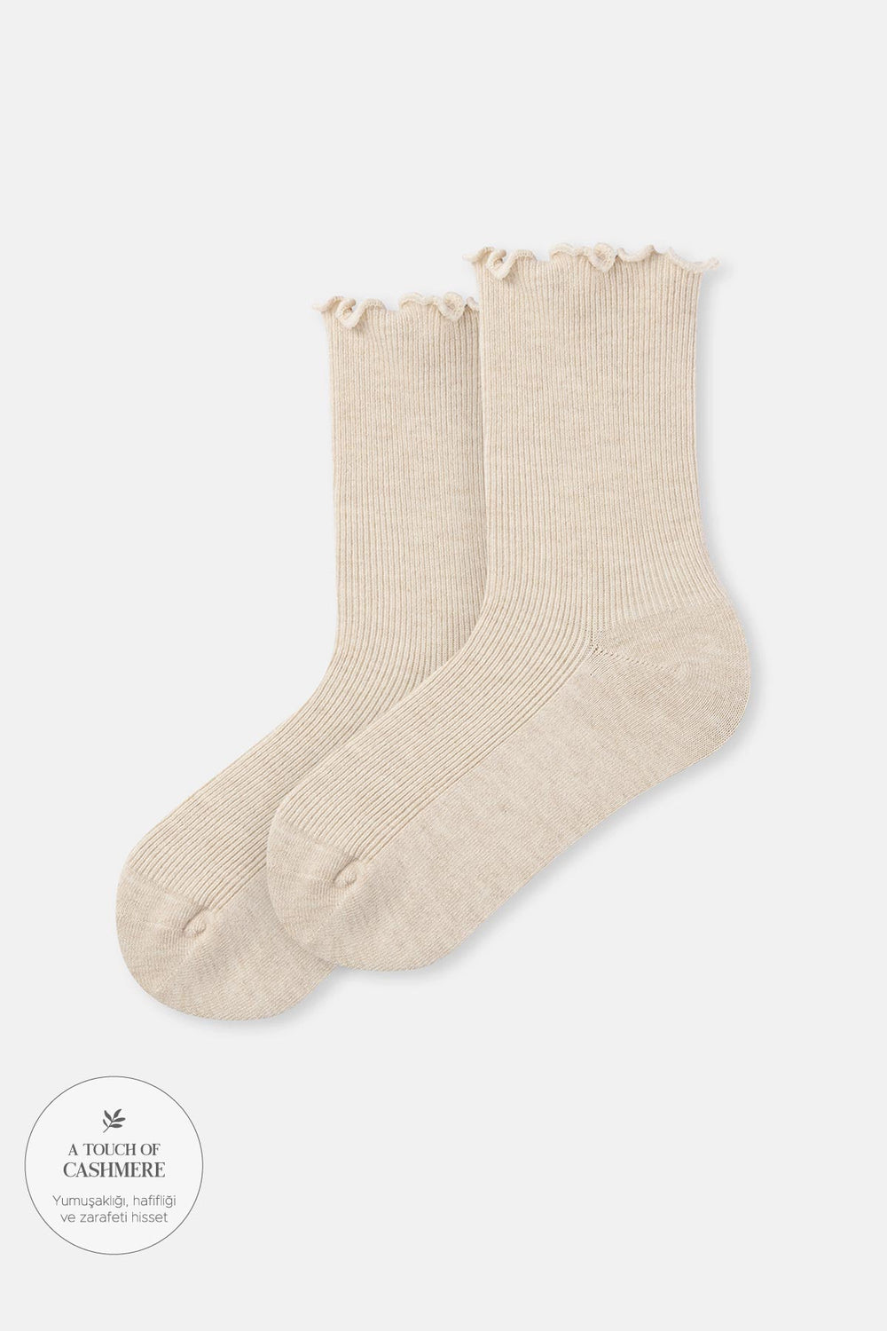 Kar Melanj Kadın Kaşmir Karışımlı Rıb Çorap