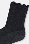Siyah-Antrasit Melanj Kadın 2'li Pamuklu Fırfırlı Çorap