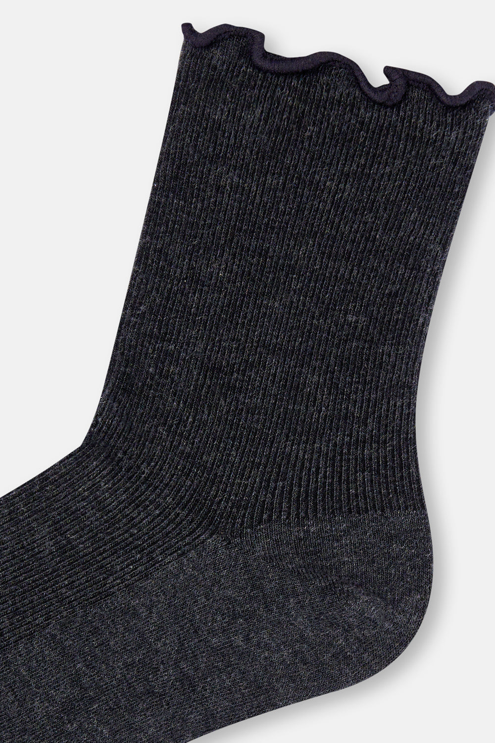 Siyah-Antrasit Melanj Kadın 2'li Pamuklu Fırfırlı Çorap