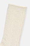 Ekru Kadın Pamuklu Örgü Desenli Çorap