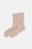 Bej Kadın Bambu Zincir Örgü Desen Çorap