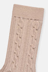 Bej Kadın Bambu Zincir Örgü Desen Çorap