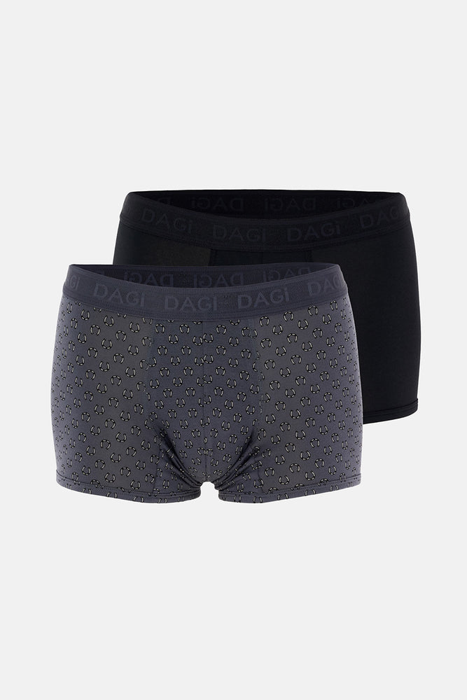 Gri-Siyah 2'li Desenli Micro Modal Boxer