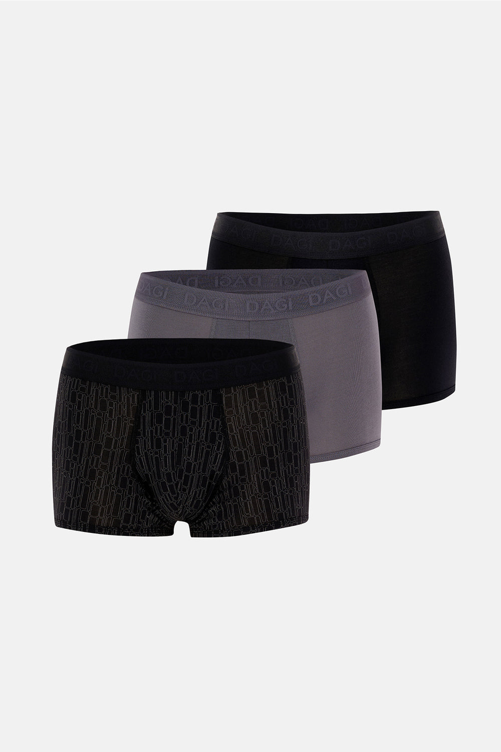 Gri-Siyah 3'lü Desenli Micro Modal Boxer