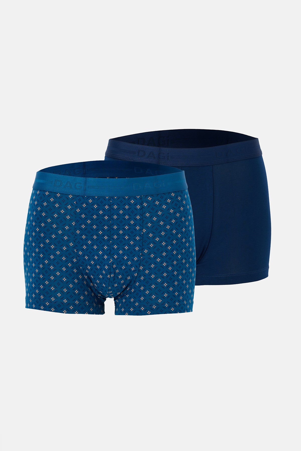 Lacivert 2'li Desenli Pamuk Boxer