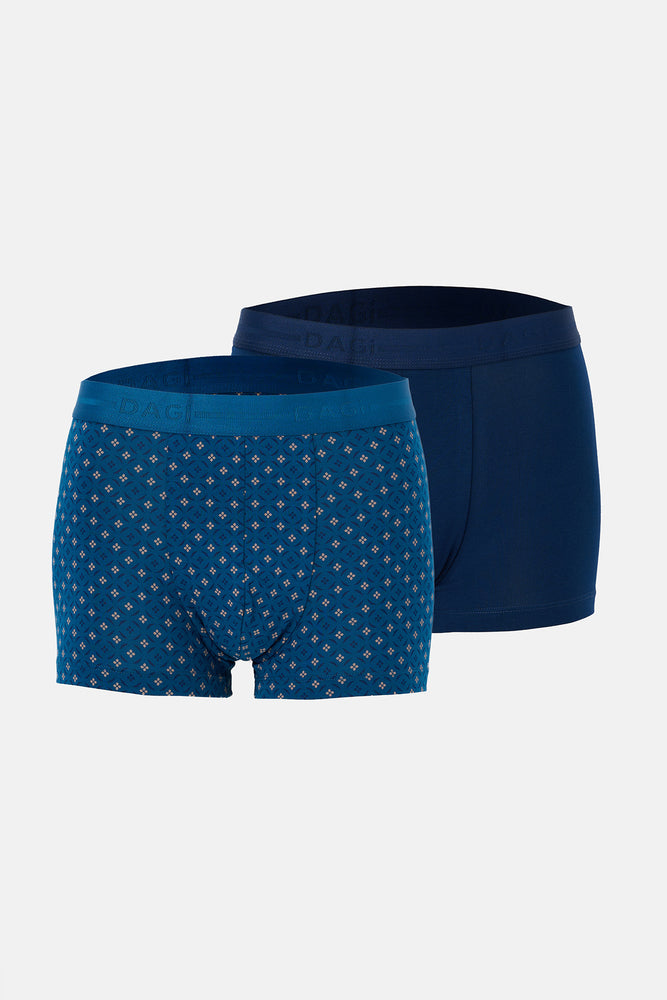 Lacivert 2'li Desenli Pamuk Boxer