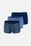 Lacivert-Mavi 3'lü Desenli Micro Modal Boxer