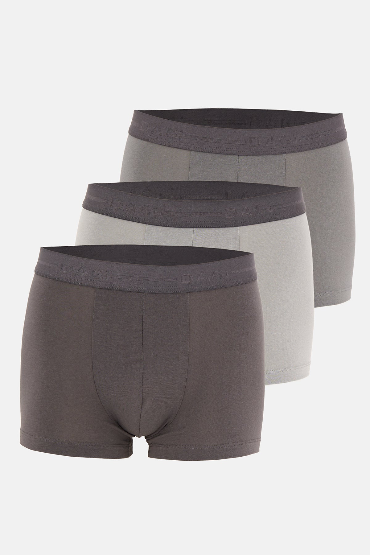 Gri 3'lü Düz Pamuk Boxer